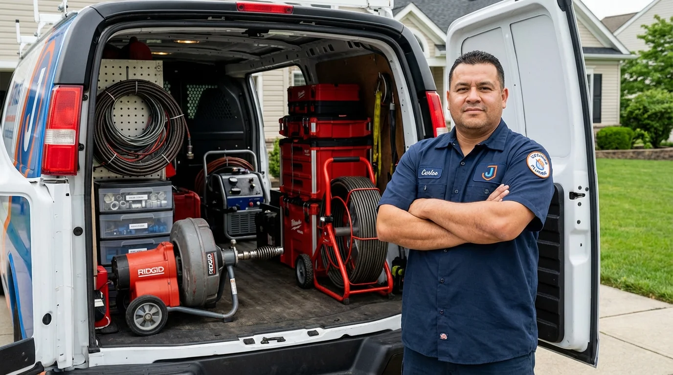 Professional drain cleaning equipment and Johns Plumbing LLC plumber in Boulder Creek